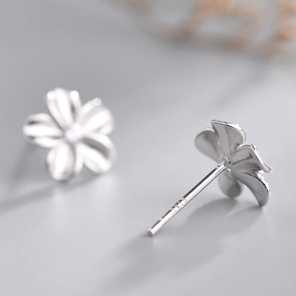 925 Sterling Silver Stud Earrings For Women Dignified Flowers Diamond