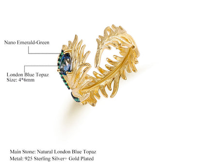 Special-interest Design 925 Silver Natural Topaz Ring