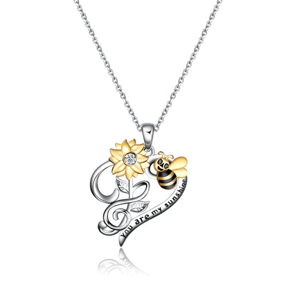 Bee Halskæde Sterling Sølv Solsikke Halskæde You Are My Sunshine Solsikke Flower Pendant smykker til kvinder