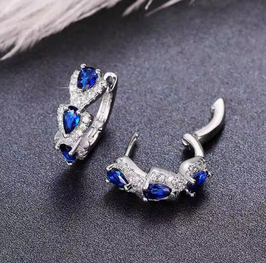 Klein Blue Zirconia Elegant Hoop Øreringe
