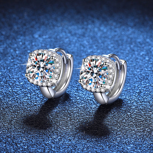 S925 Sølv Moissanite Øreringe Klassisk Elegant Firkantet Taske